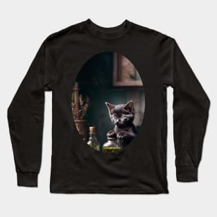 Kittens At Work - Distressed Long Sleeve T-Shirt